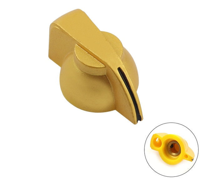 Gold Chicken head knob for guitar amplifier or electric guitar, vintage-style plastic control knob with 6.35mm shaft hole and set screw for secure fit