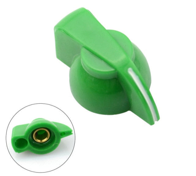 Green Chicken head knob for guitar amplifier or electric guitar, vintage-style plastic control knob with 6.35mm shaft hole and set screw for secure fit