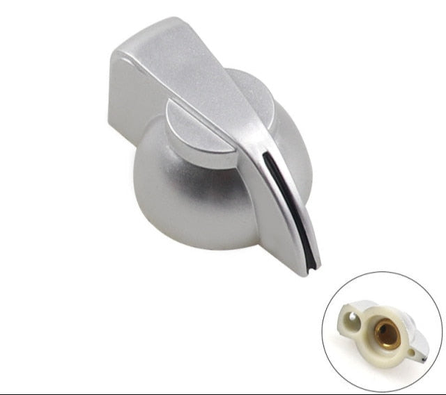 Silver Chicken head knob for guitar amplifier or electric guitar, vintage-style plastic control knob with 6.35mm shaft hole and set screw for secure fit