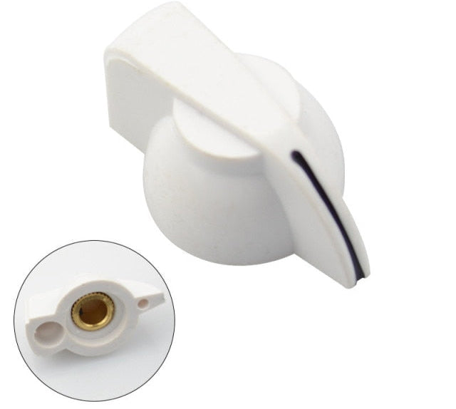 White Chicken head knob for guitar amplifier or electric guitar, vintage-style plastic control knob with 6.35mm shaft hole and set screw for secure fit