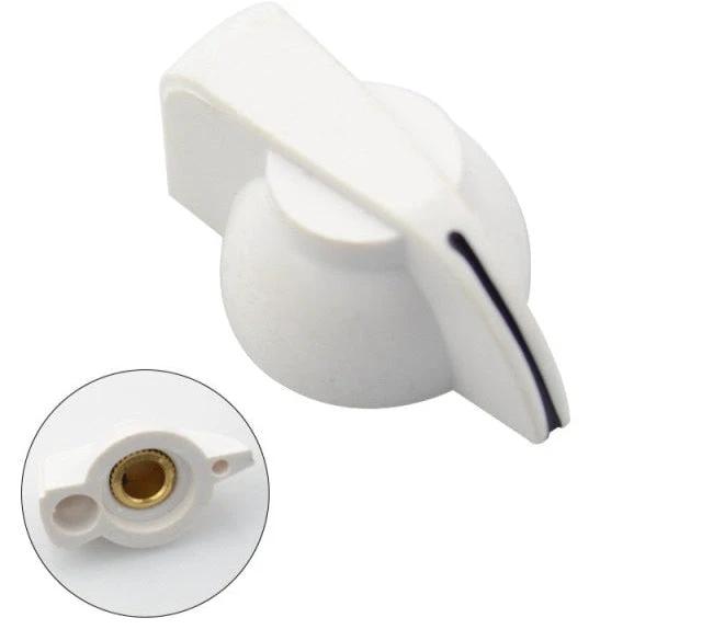White Chicken head knob for guitar amplifier or electric guitar, vintage-style plastic control knob with 6.35mm shaft hole and set screw for secure fit