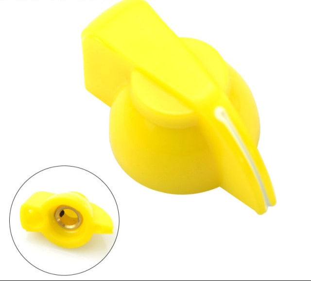 yellow Chicken head knob for guitar amplifier or electric guitar, vintage-style plastic control knob with 6.35mm shaft hole and set screw for secure fit