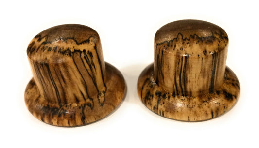 Set of 2 Strat Style Carved Wood- Spalted Walnut Guitar Control Knob Big River Hardware