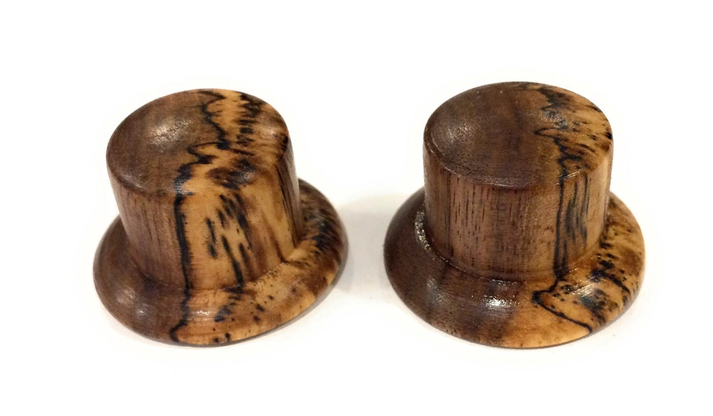 Set of 2 Strat Style Carved Wood- Spalted Walnut Guitar Control Knob Big River Hardware