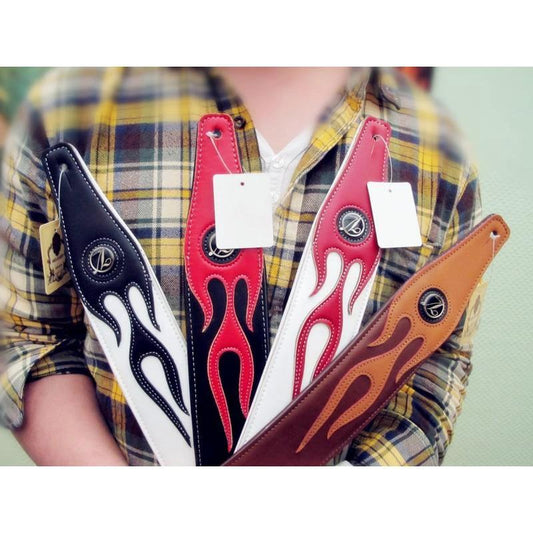 Vorson guitar straps bass straps personality leather red flame series guitar strap accessories Guitar Strap Big River Hardware