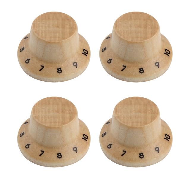 Wood Knobs LP/Strat Style Bell Knobs Guitar Control Knob Big River Hardware 4 pcs Maple Wood