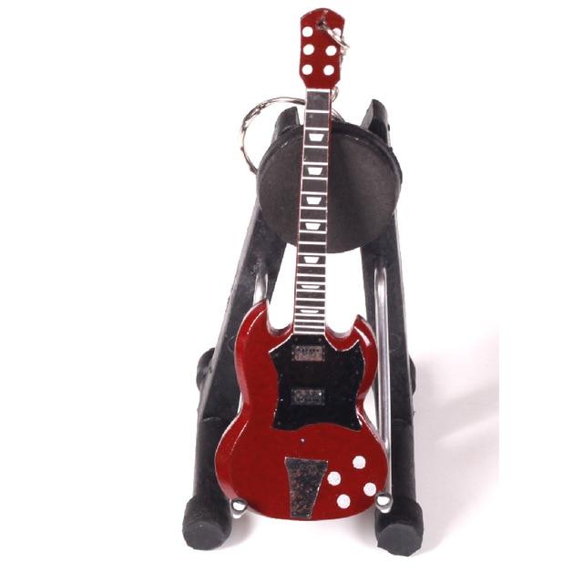 Wooden Miniature Guitar Keychain with 15 Different Models Available, Double Necks Guitar Key Chain Big River Hardware 019