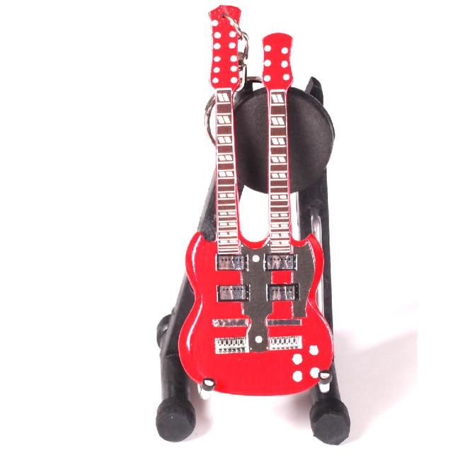 Wooden Miniature Guitar Keychain with 15 Different Models Available, Double Necks Guitar Key Chain Big River Hardware 053 Double Necks