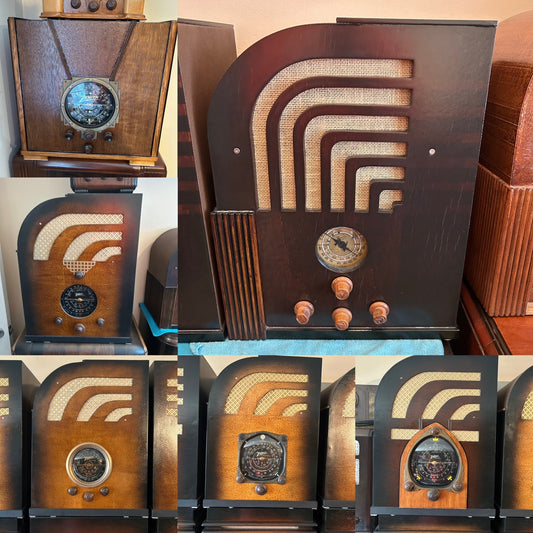 Vintage mid-century modern radio with a sleek wooden design and retro dials, adding timeless style to a modern interior.