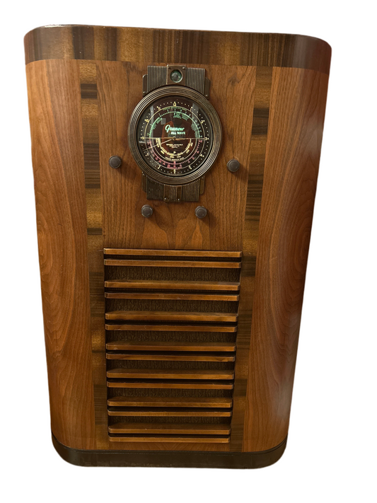 Grunow 1191 vintage push-pull tube amplifier with 12-inch electrodynamic speaker and high-fidelity 1930s audio design