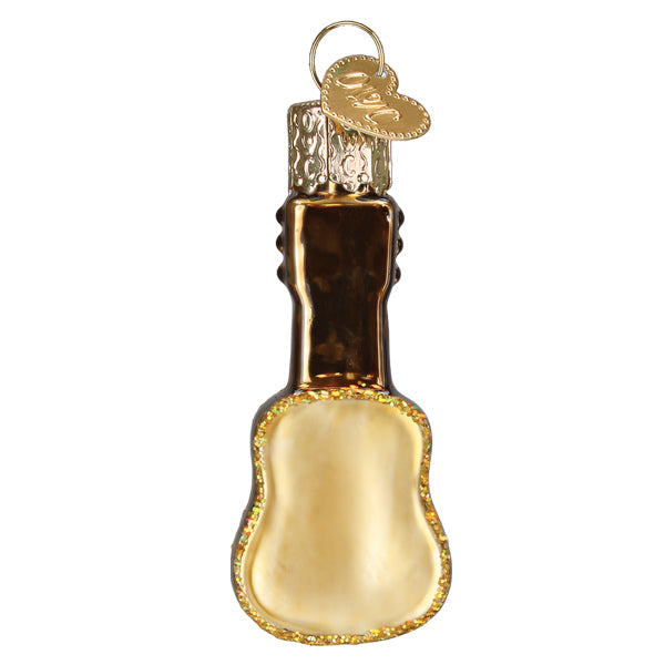 Old World Christmas Mini Guitar Ornament Gold Finish