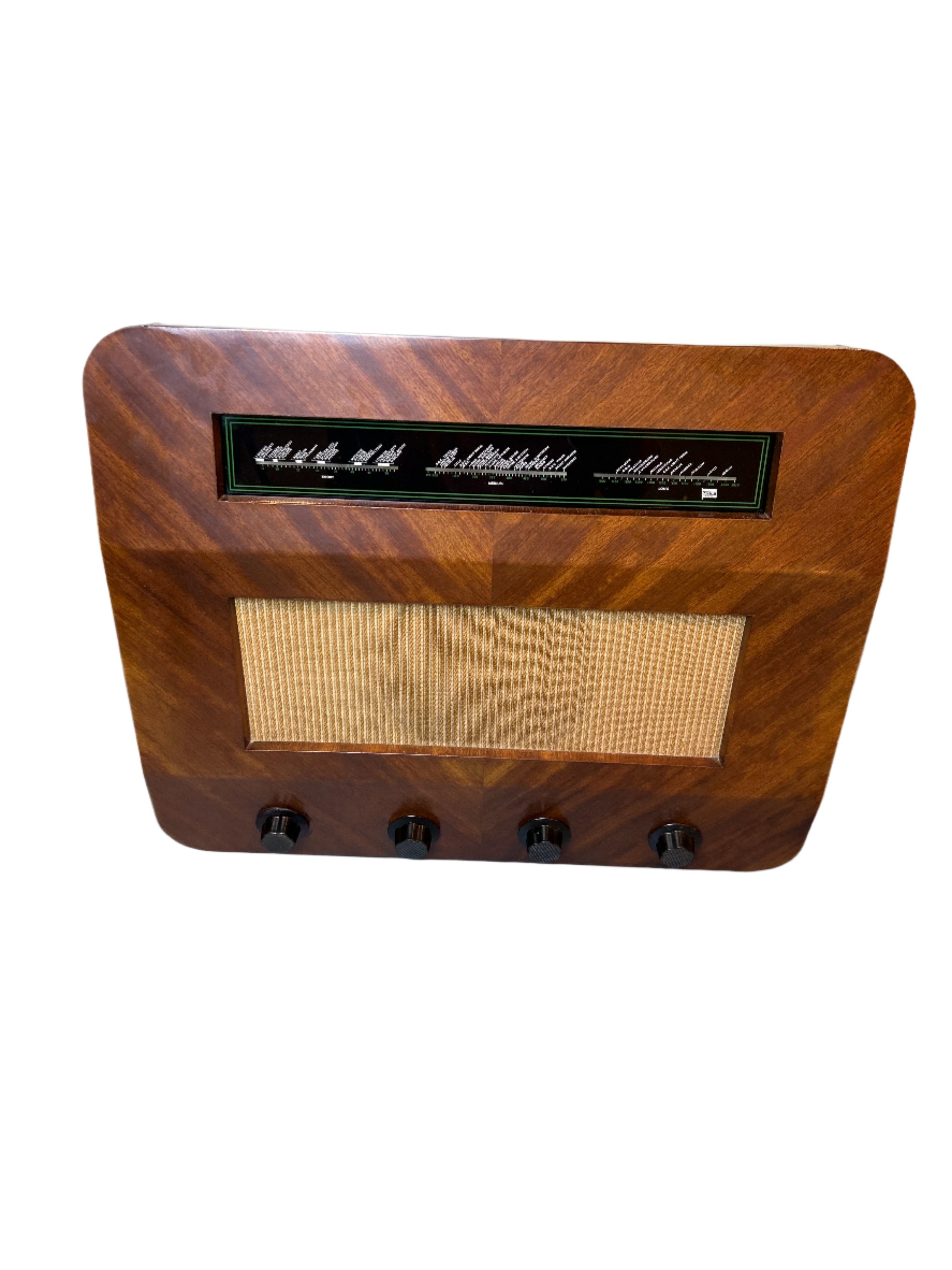 Murphy Radio Model A122 M (1949) – Vintage mid-century modern radio with turntable input, serving as a stylish record player amplifier for rich retro sound.