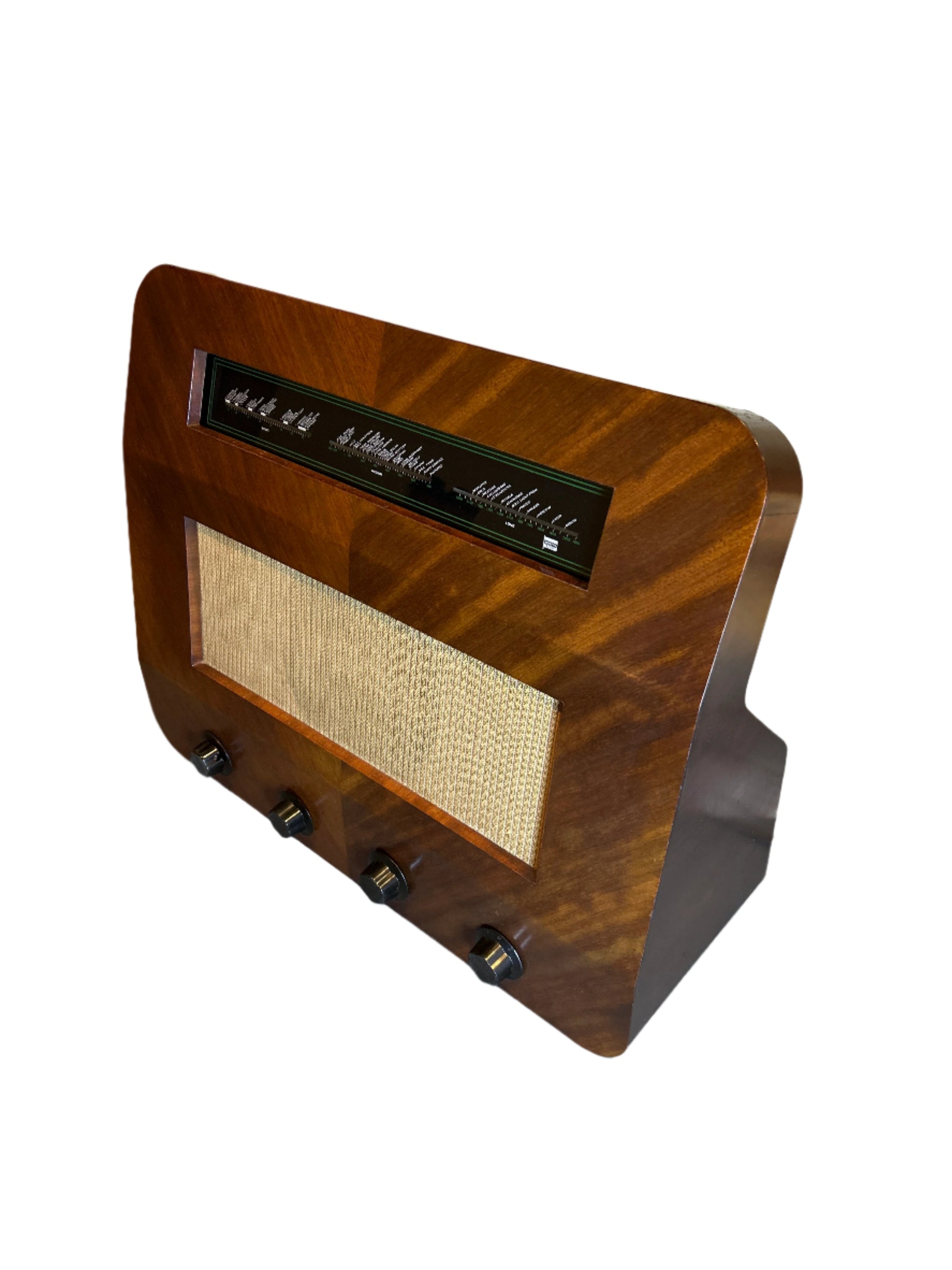 Murphy Radio Model A122 M (1949) – Vintage mid-century modern radio with turntable input, serving as a stylish record player amplifier for rich retro sound.