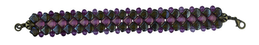 Bracelet with pink and brown beads on a light gray background