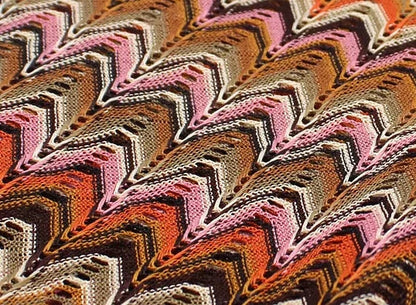 Yackalasi Orange Zig Zag Knitting Lace Fabrics with Wave Stripe