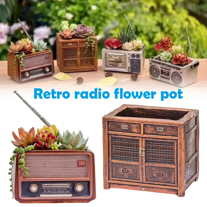 Big River Hardware Sedum Planter Retro Radio Style