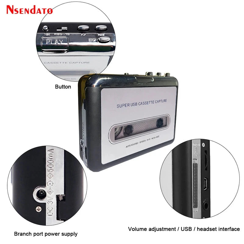 Big River Hardware Portable Cassette Player with MP3 Conversion