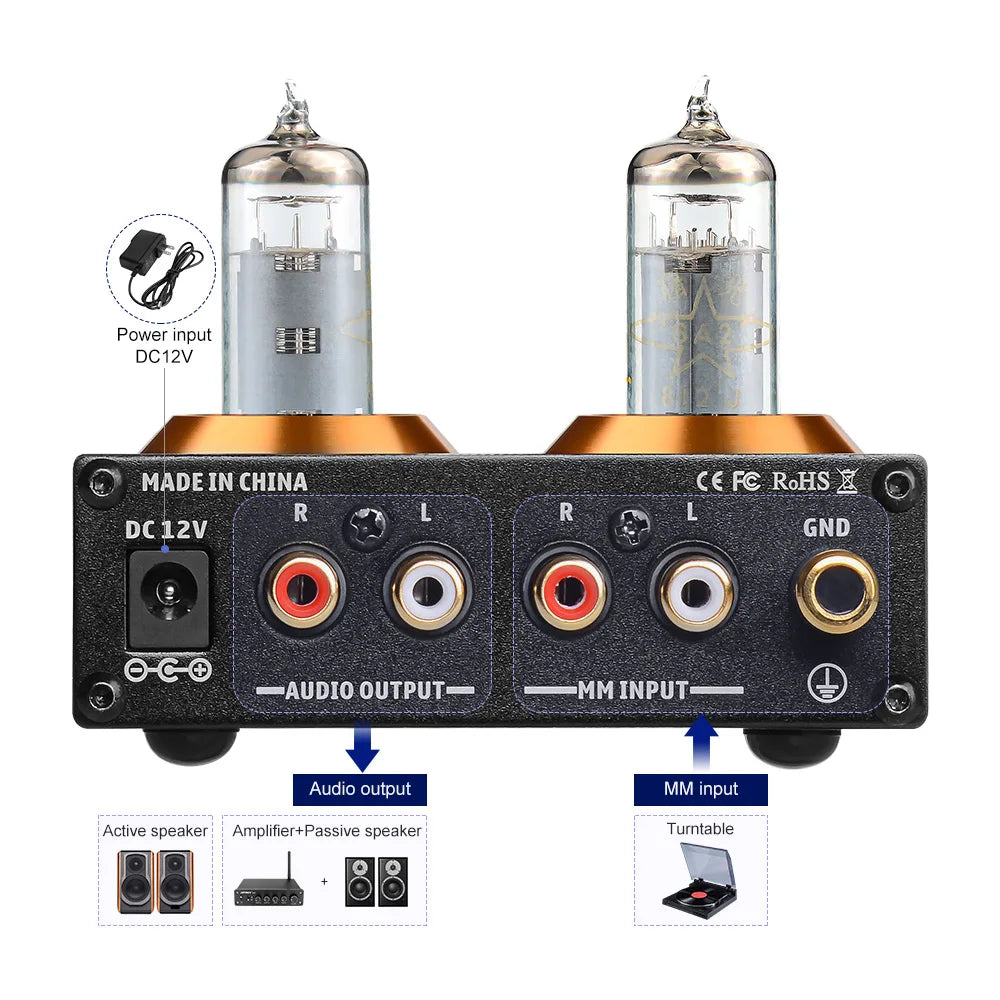 Big River Hardware High-Fidelity Phono Preamp for Turntables with Crystal Clear Sound and Low Distortion