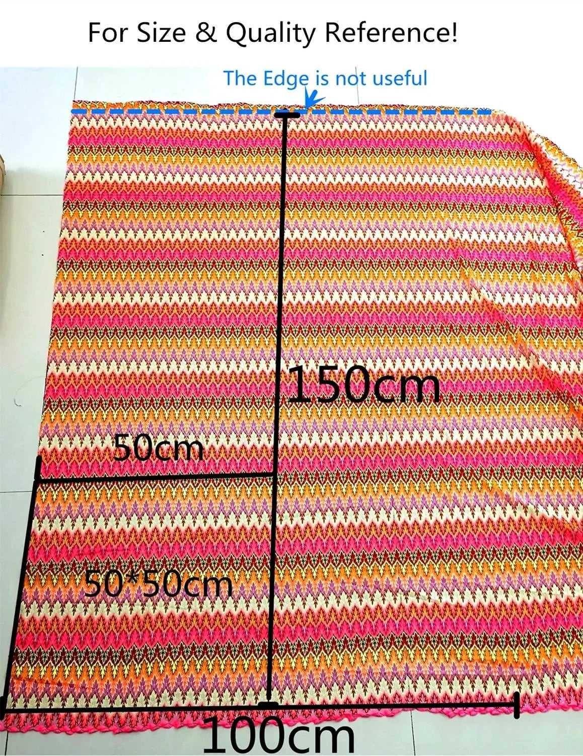 Yackalasi Orange Zig Zag Knitting Lace Fabrics with Wave Stripe