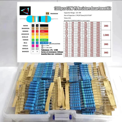Big River Hardware Precision Metal Film Resistor Kit, 1300 Pieces