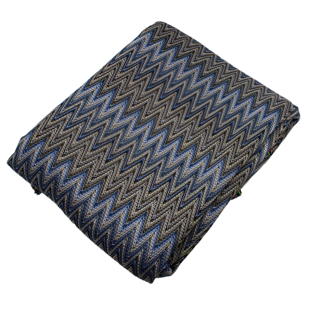 Vintage gray and blue sawtooth speaker grill cloth, premium acoustic fabric for speaker restoration, guitar amps, and custom audio upgrades.