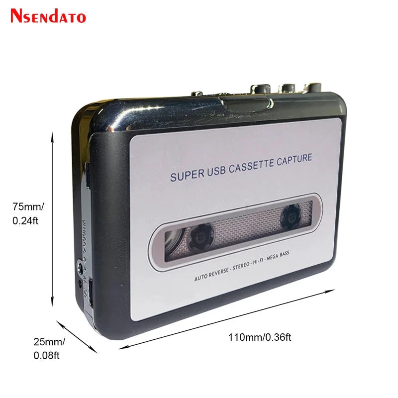 Big River Hardware Portable Cassette Player with MP3 Conversion