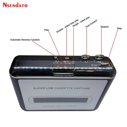 Big River Hardware Portable Cassette Player with MP3 Conversion