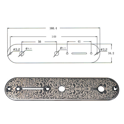 Big River Hardware Durable Zinc Alloy Electric Guitar Bridge Control Plate for Telecaster with Elegant Carving Design