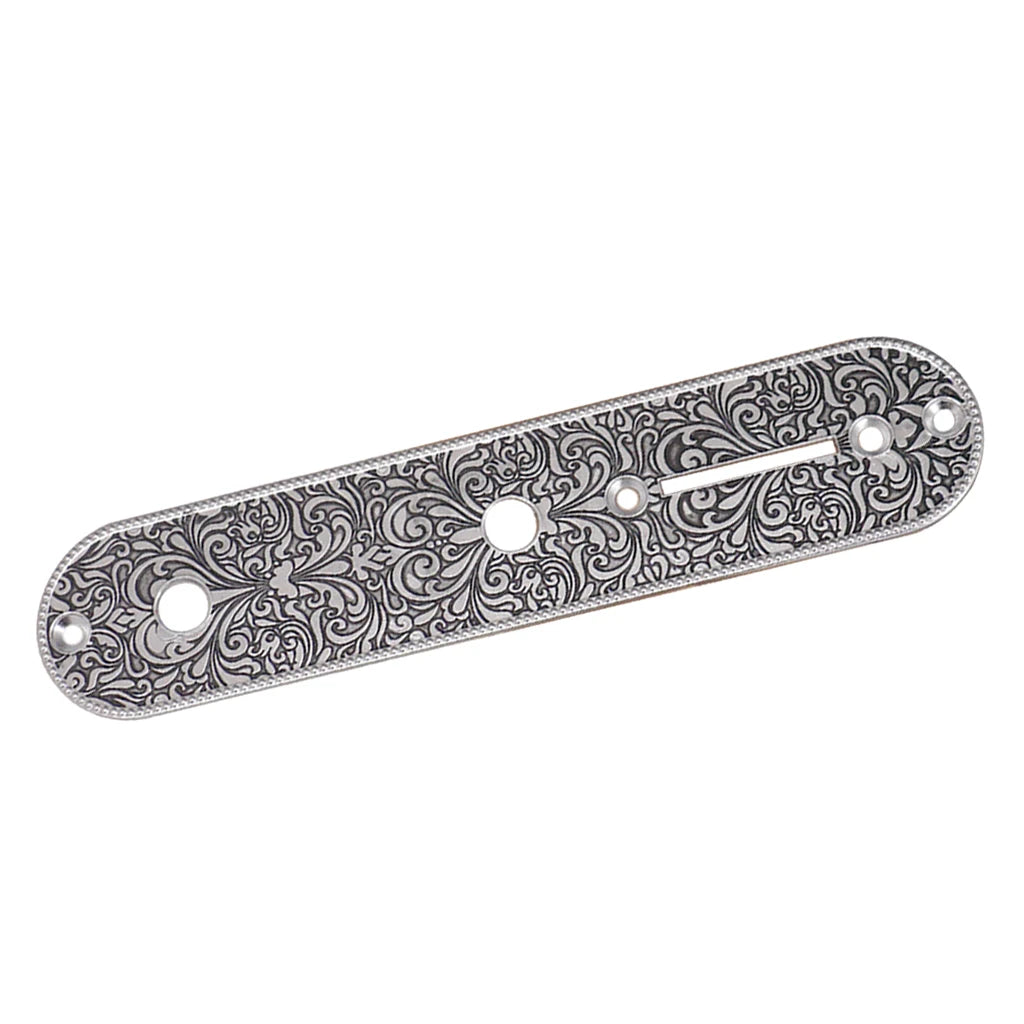 Big River Hardware Durable Zinc Alloy Electric Guitar Bridge Control Plate for Telecaster with Elegant Carving Design