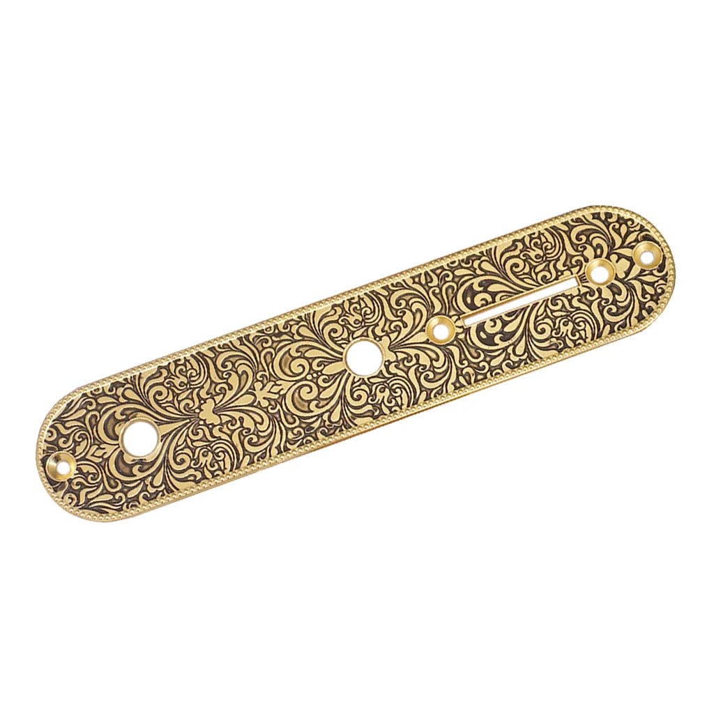 Big River Hardware Durable Zinc Alloy Electric Guitar Bridge Control Plate for Telecaster with Elegant Carving Design