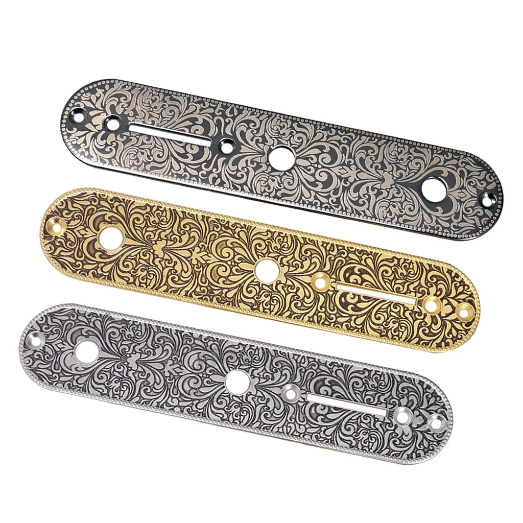 Big River Hardware Durable Zinc Alloy Electric Guitar Bridge Control Plate for Telecaster with Elegant Carving Design