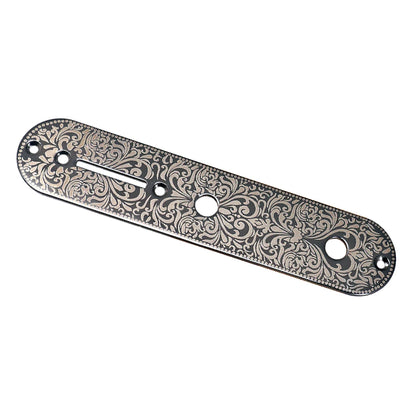 Big River Hardware Durable Zinc Alloy Electric Guitar Bridge Control Plate for Telecaster with Elegant Carving Design