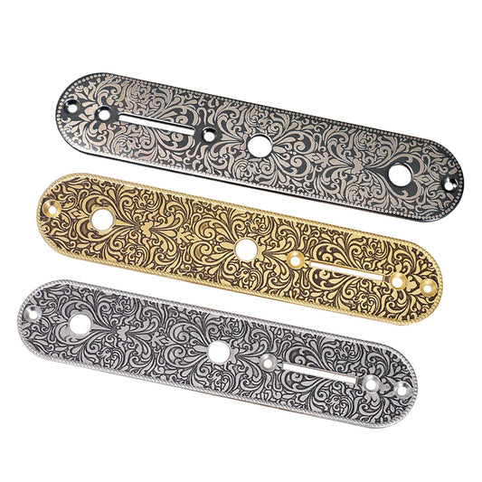 Big River Hardware Durable Zinc Alloy Electric Guitar Bridge Control Plate for Telecaster with Elegant Carving Design