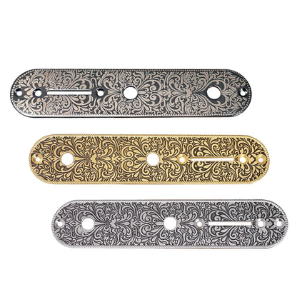 Big River Hardware Durable Zinc Alloy Electric Guitar Bridge Control Plate for Telecaster with Elegant Carving Design