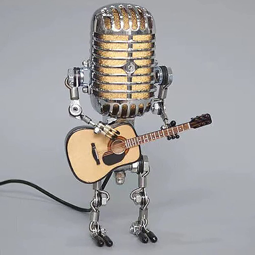Vintage Microphone Robot Lamp