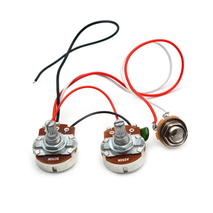 PB/JB Bass Wiring Harness Prewired Kit for Precision Bass Guitar , Big 250K Pots 1/2 Volume 1 Tone Jack