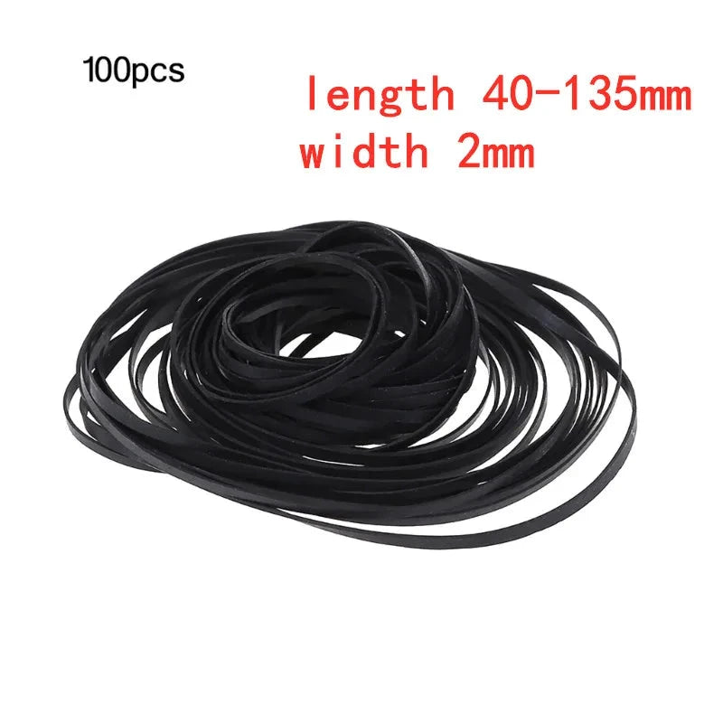 50/100Pcs 1/2/3/4mm Width Universal Mix Cassette Tape Machine Belts Assorted Flat Rubber Belt for CD DVD Recorders Walkman