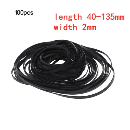 50/100Pcs 1/2/3/4mm Width Universal Mix Cassette Tape Machine Belts Assorted Flat Rubber Belt for CD DVD Recorders Walkman