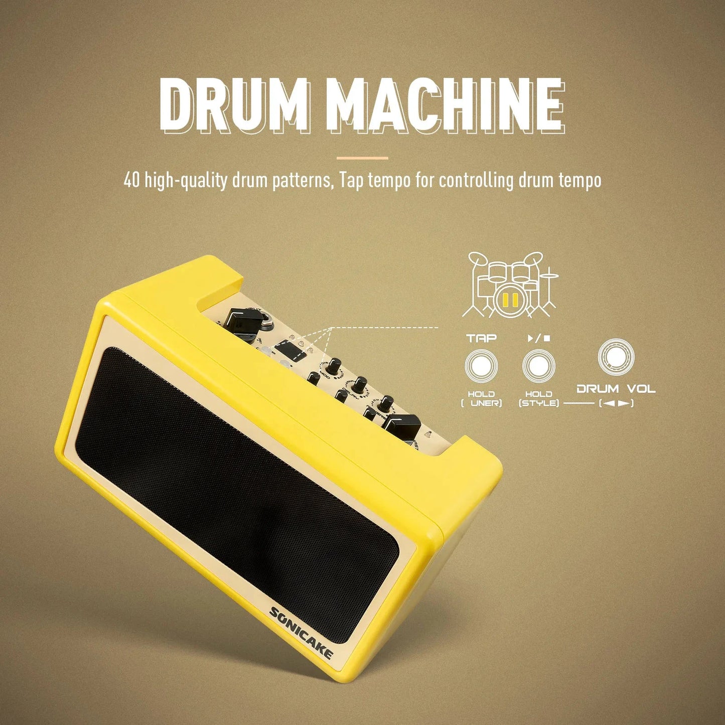 Sonicake Amp Toast Speaker Mini Guitar Combo Amplifier Light weight All-in-one Bluetooth Bedroom Multi-Effects QAM-50