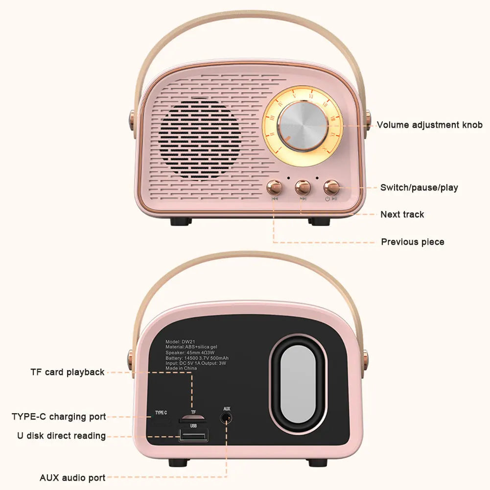 Retro Bluetooth Speaker  With FM Radio