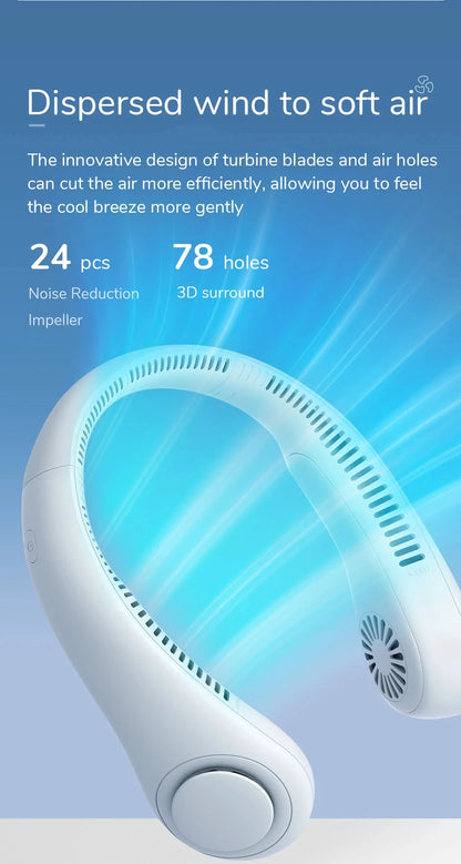 Big River Hardware Bladeless Portable Neck Fan, Hands-Free Rechargeable