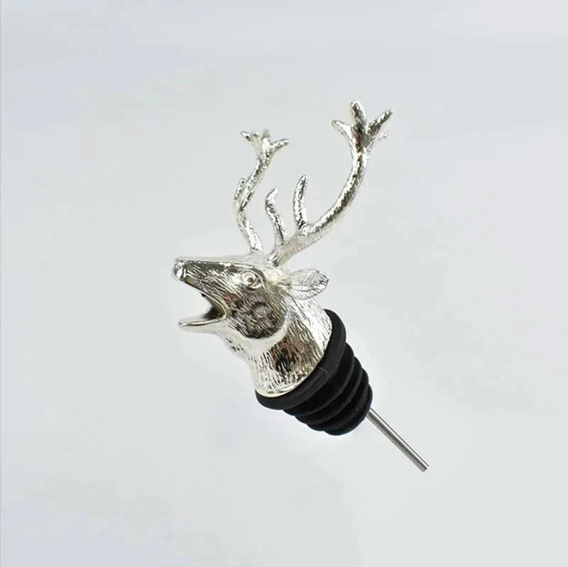 Big River Hardware Zinc Alloy Animal Head Wine Pourer - Deer Elk Lion Designs for Stylish Bar Accessories and Wine Enthusiasts