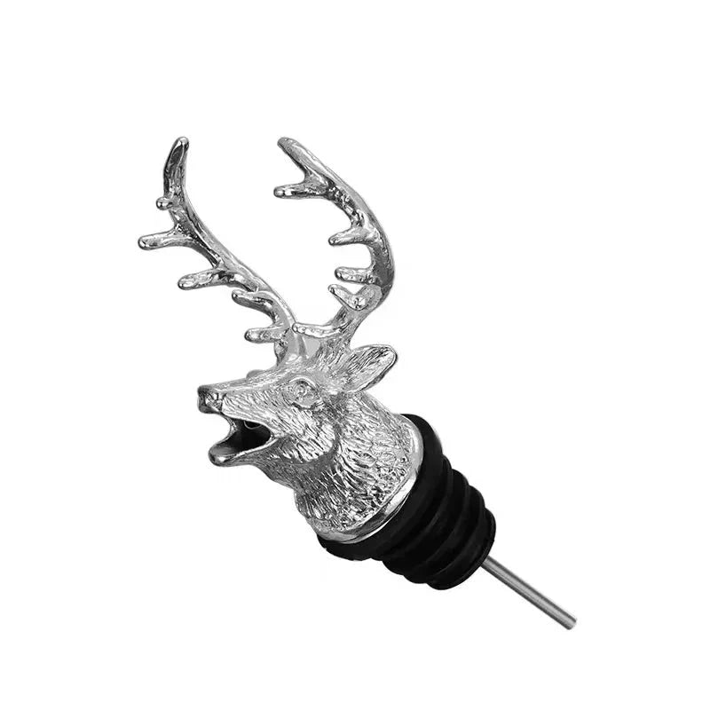 Big River Hardware Zinc Alloy Animal Head Wine Pourer - Deer Elk Lion Designs for Stylish Bar Accessories and Wine Enthusiasts
