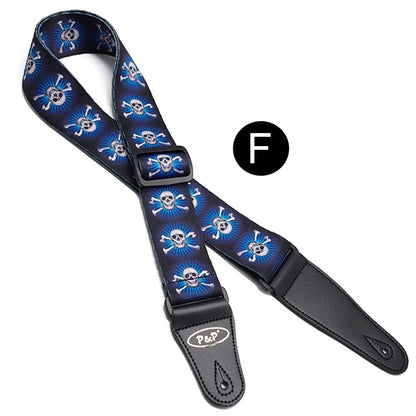 Premium Adjustable Skulls Design Guitar Strap by Big River Hardware for Rock Musicians