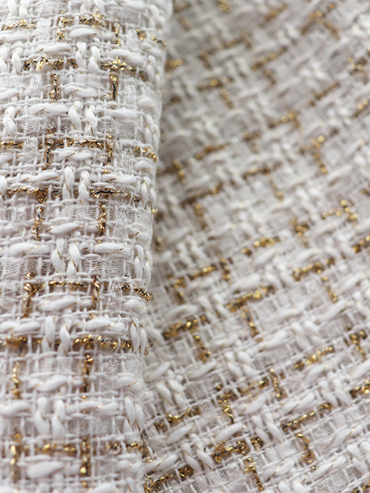 Tweed Speaker Grill Cloth Cream Gold