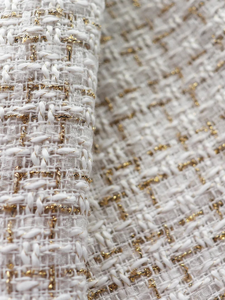 Tweed Speaker Grill Cloth Cream Gold