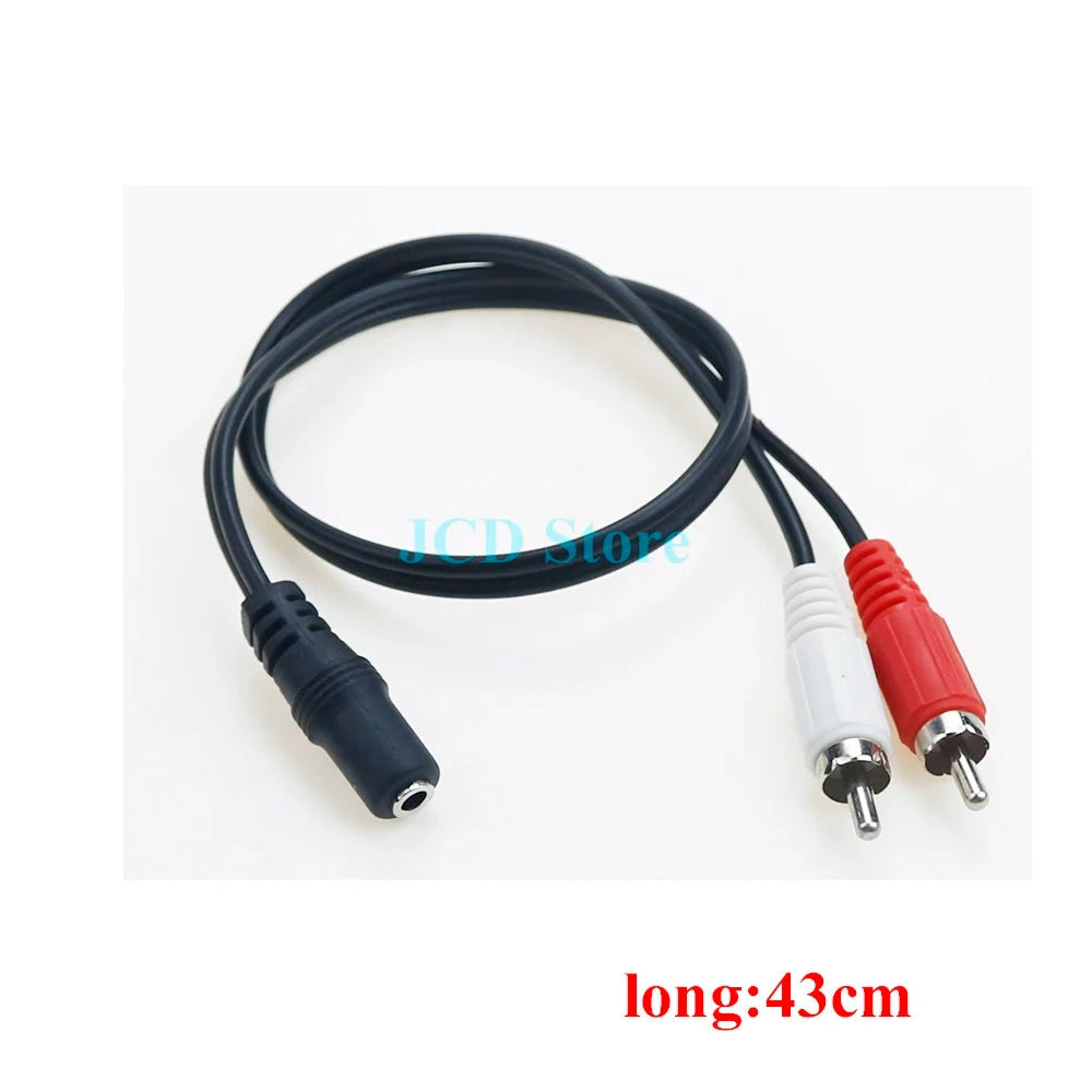 1PCS 3.5mm Jack Male Female to 2 RCA Stereo Audio Cable Converter Adapter Cord TV AV Connection Line