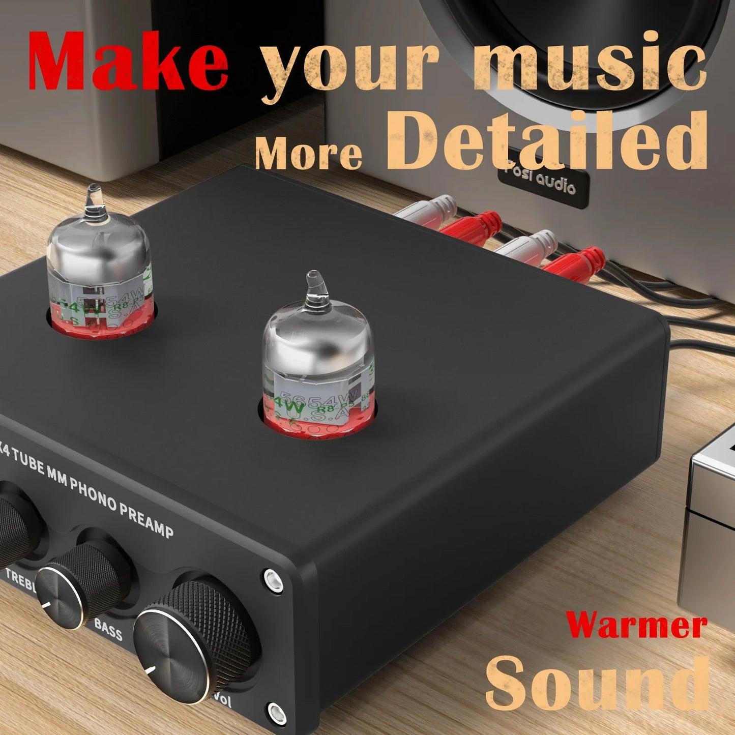 Fosi Audio Phono Preamp for Turntable Phonograph Preamplifier With Vacuum Tube Amplifier HiFi BOX X4