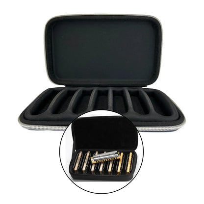 Big River Hardware Premium Harmonica Case - Durable EVA Storage for Up to 7 Instruments with Soft Slots and Zipper Closure