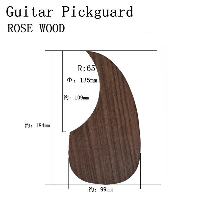 Big River Hardware Left Handed Acoustic Guitar Pickguard - Rose Wood Protection, Scratch-Resistant, Easy Installation for Musicians